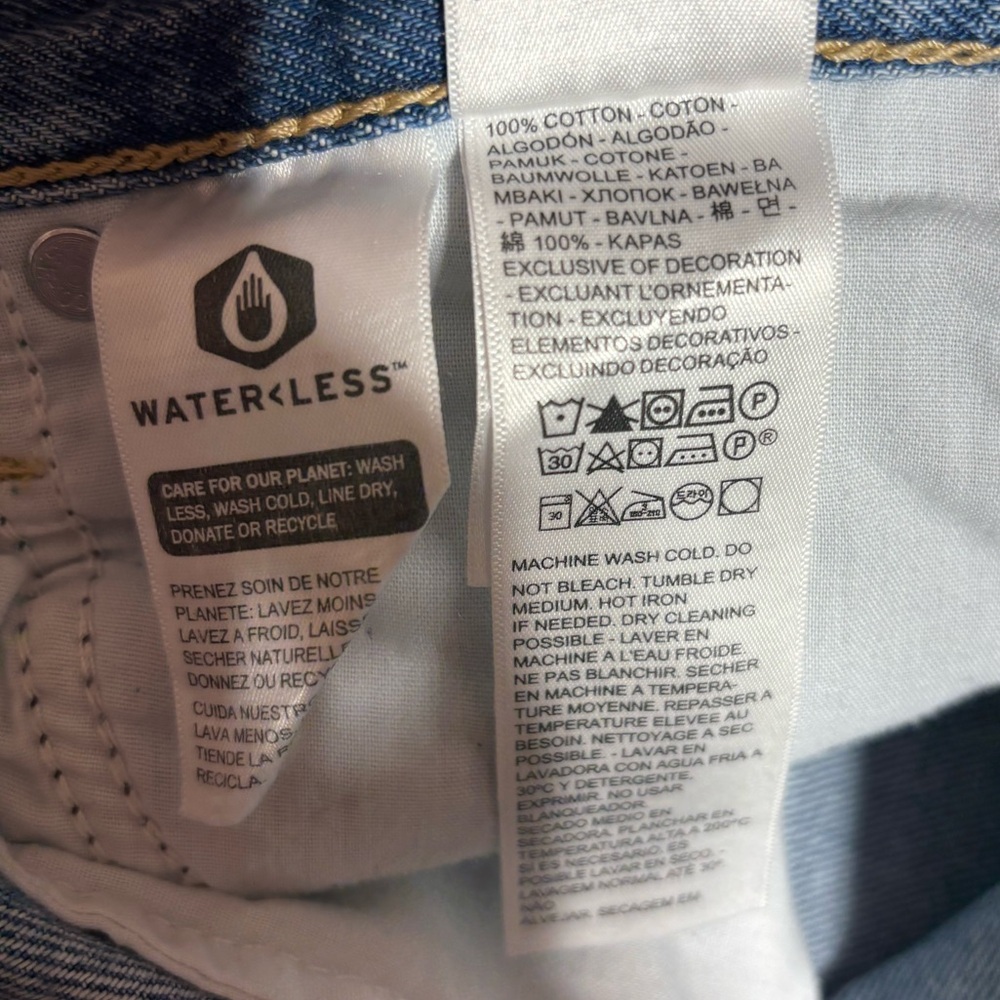 Levi’s 94 Baggy Vintage Mid Rise Straight Leg Ripped Denim Blue Jeans Size 28 - Picture 14 of 14